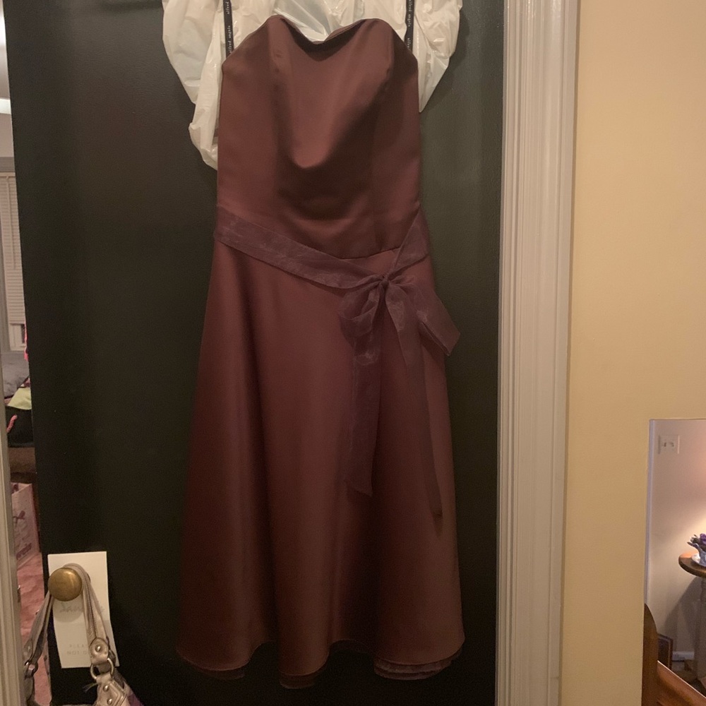 Alfred Angelo chocolate color bridesmaid dress